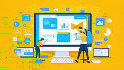 Illustration of digital marketing and software development concepts Illustration of digital marketing and software development concepts